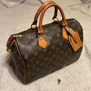 LOUIS VUITTON SPEEDY 30 with authentic Luggage Tag, Lock and Key #314 & Dust bag